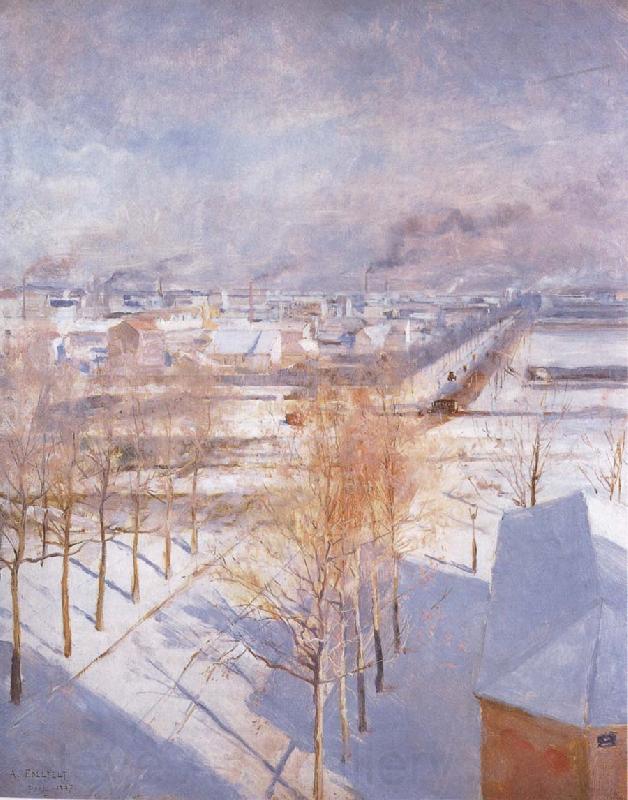 Albert Edelfelt Paris in the Snow France oil painting art
